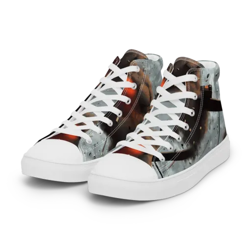 Celestial Collision on a Women's High Top Canvas Shoes