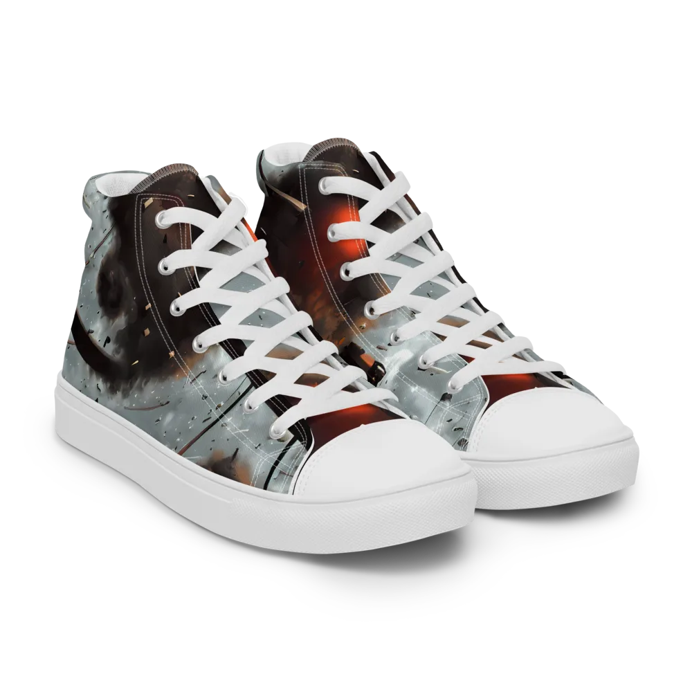 Celestial Collision on Women's High Top Canvas Shoes — Right Front