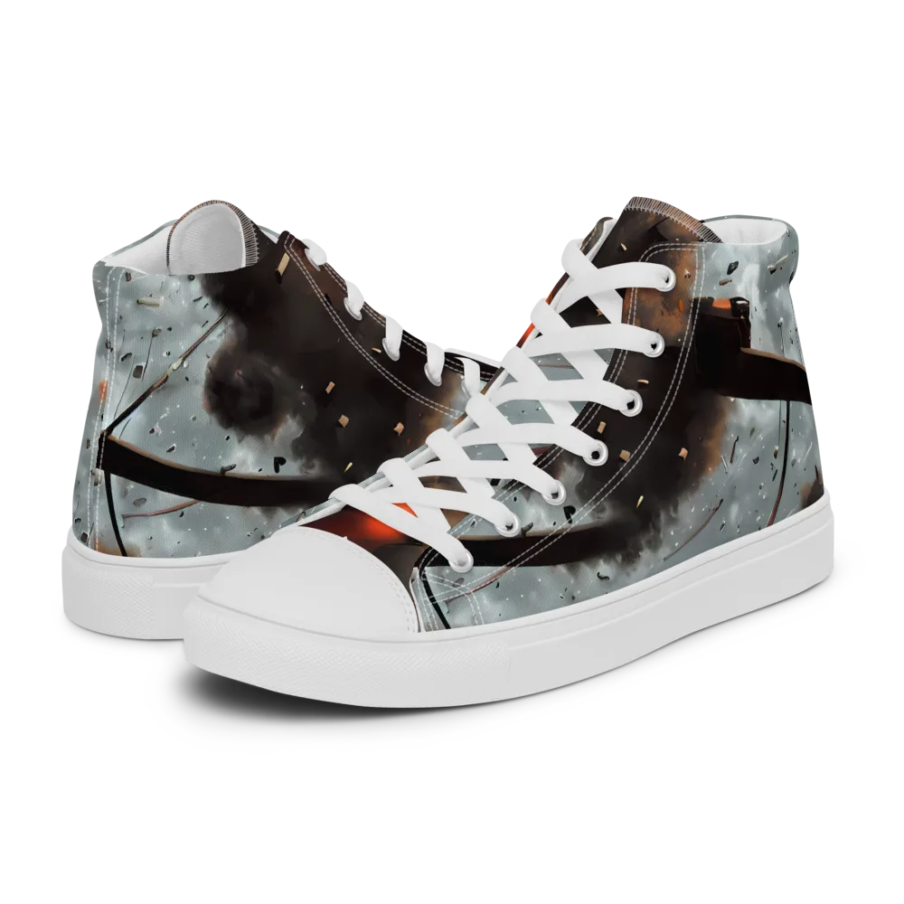 Celestial Collision on Women's High Top Canvas Shoes — Left