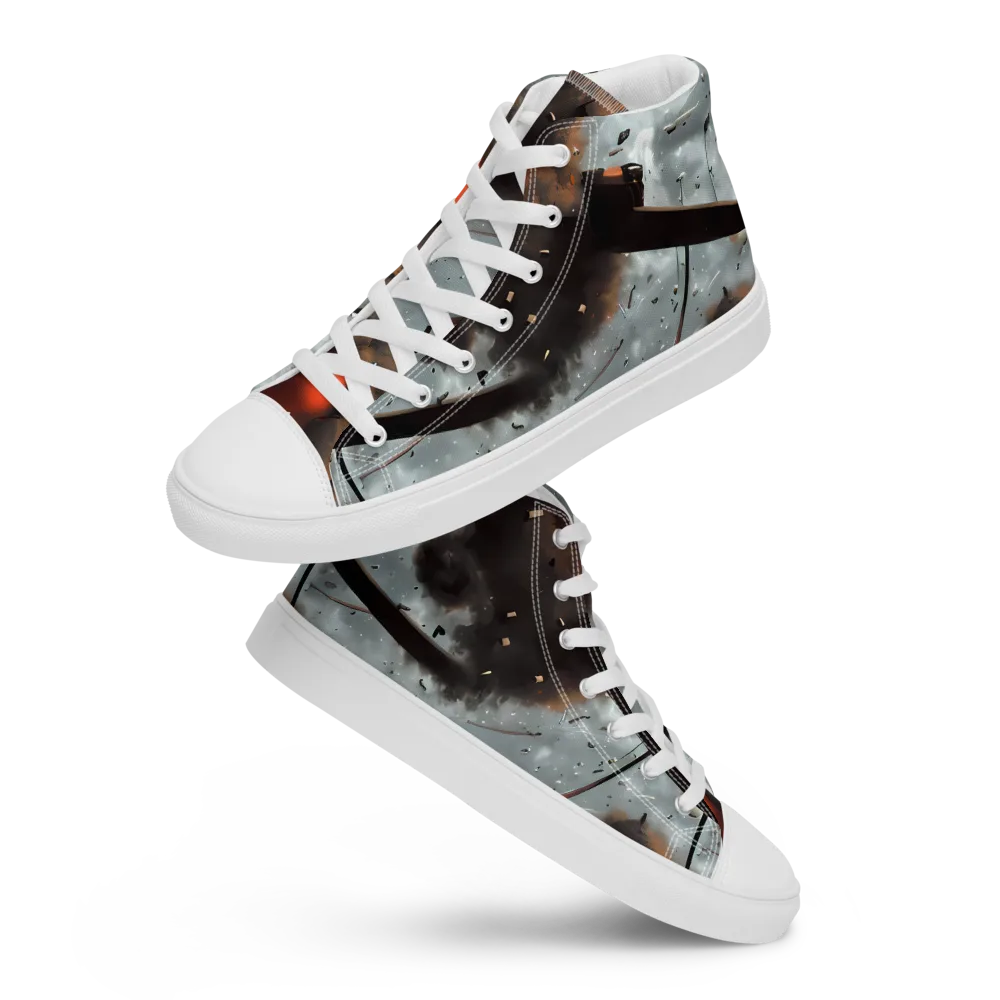 Celestial Collision on Women's High Top Canvas Shoes — Front
