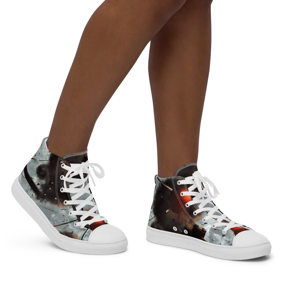 Celestial Collision on Women's High Top Canvas Shoes — Right
