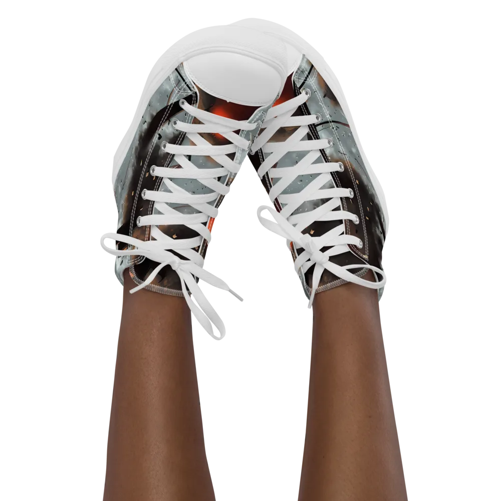 Celestial Collision on Women's High Top Canvas Shoes — Front