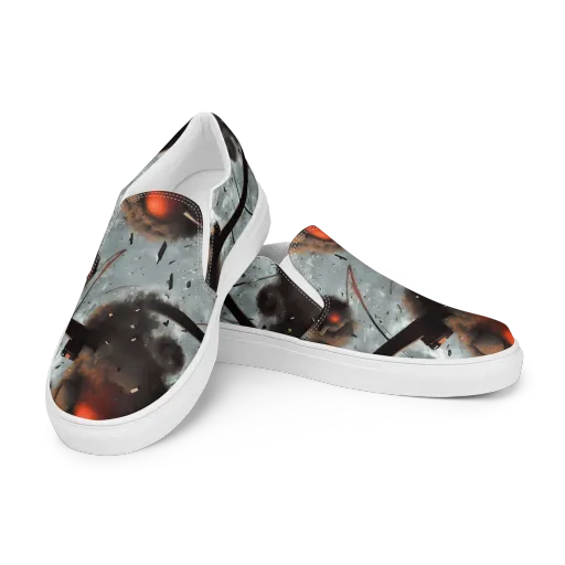 Celestial Collision on a Men's Slip-On Canvas Shoes