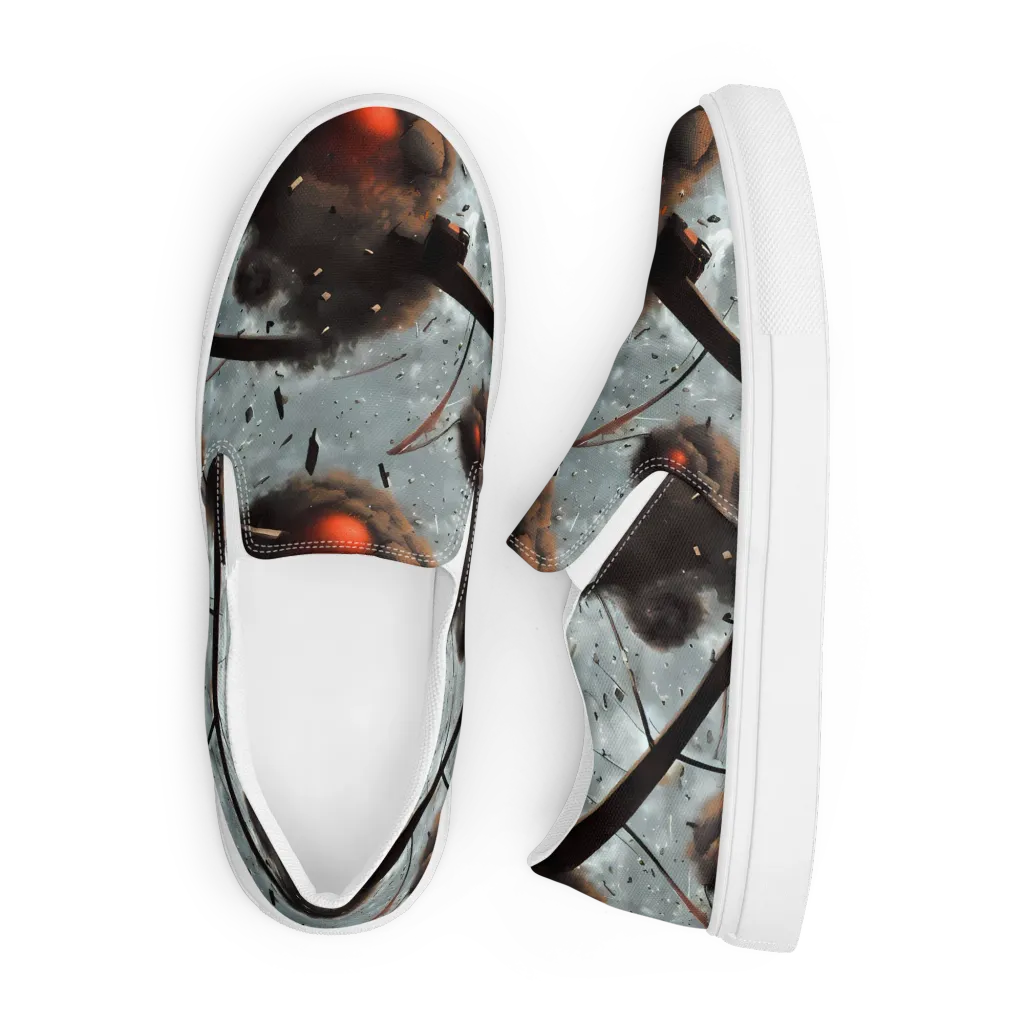 Celestial Collision on Men's Slip-On Canvas Shoes — Front