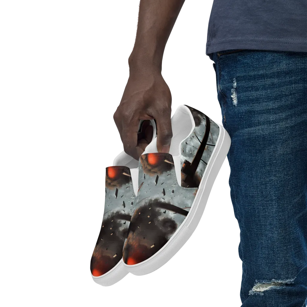 Celestial Collision on Men's Slip-On Canvas Shoes — Left Front