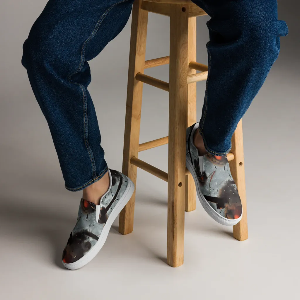 Celestial Collision on Men's Slip-On Canvas Shoes — Front