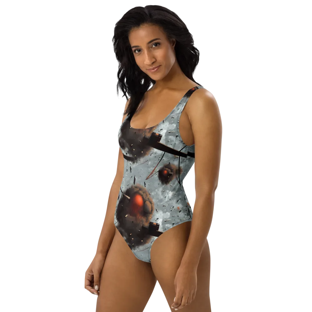 Celestial Collision on One-Piece Swimsuit — Left