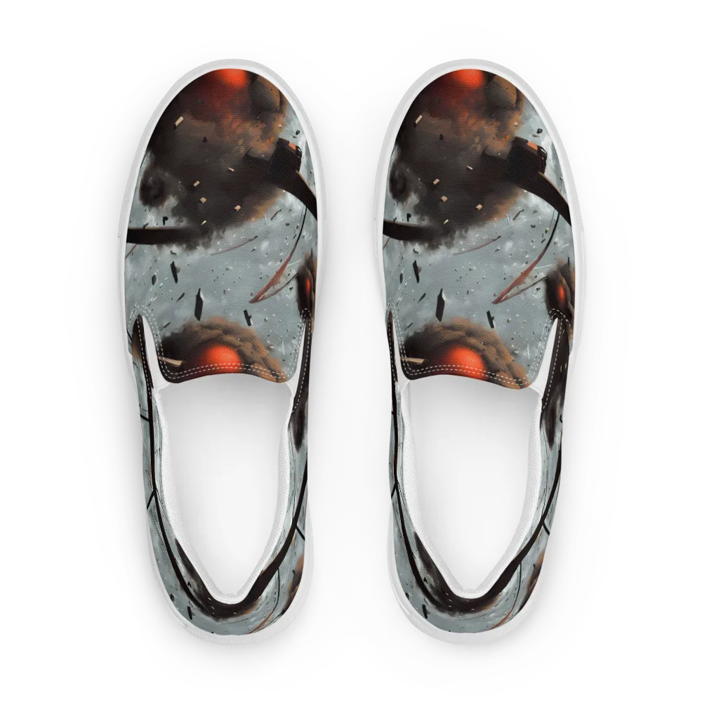 Celestial Collision on Women's Slip-On Canvas Shoes — Front