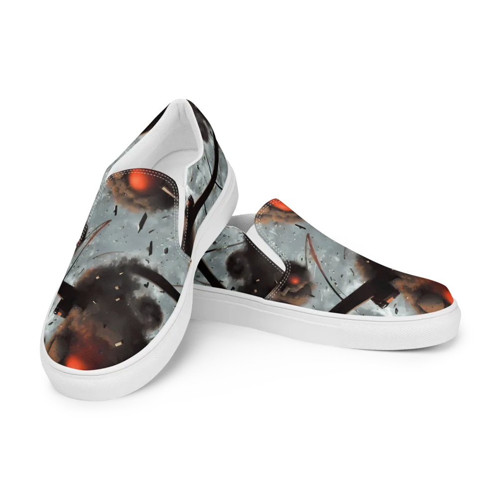 Celestial Collision on Women's Slip-On Canvas Shoes — Left Front