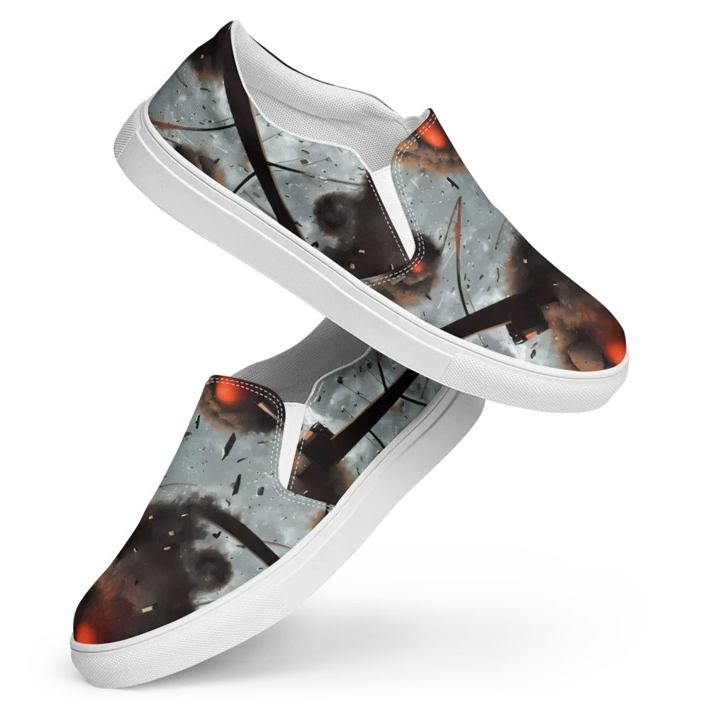 Celestial Collision on Women's Slip-On Canvas Shoes — Front