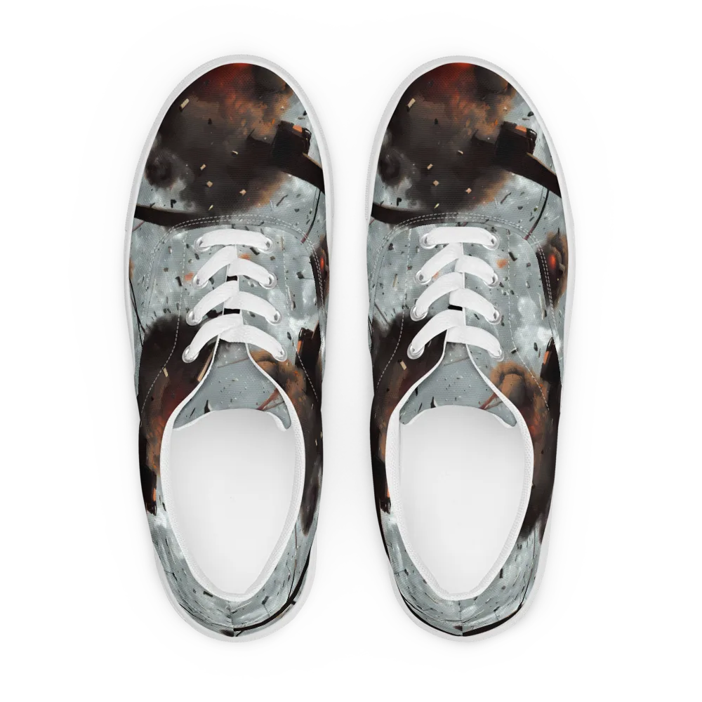 Celestial Collision on Men's Lace-Up Canvas Shoes — Front