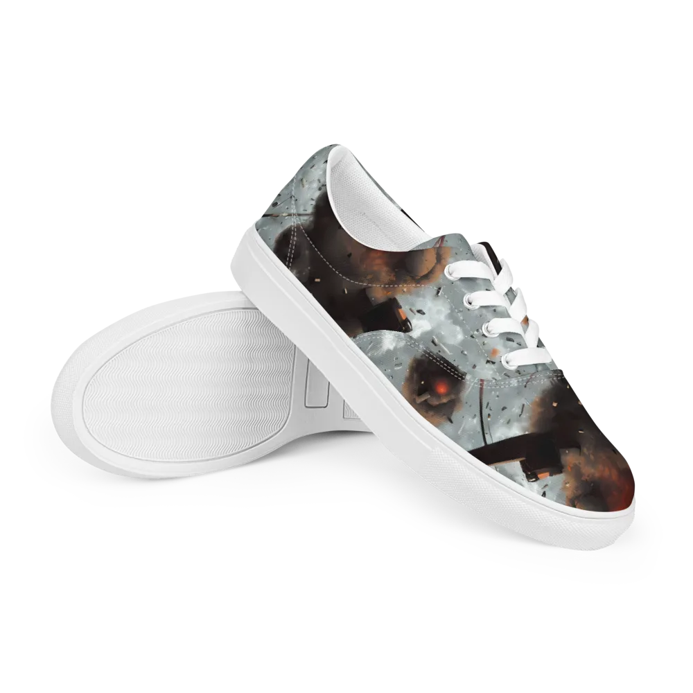 Celestial Collision on Men's Lace-Up Canvas Shoes — Right Front