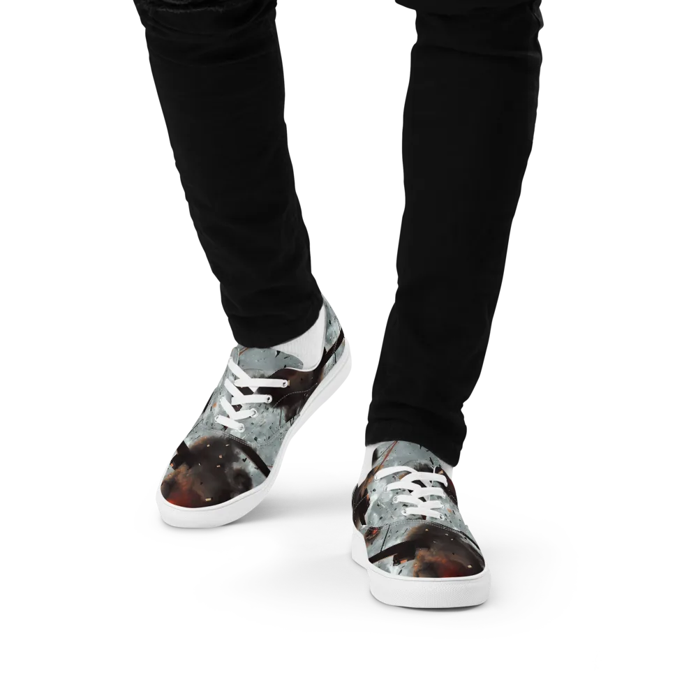 Celestial Collision on Men's Lace-Up Canvas Shoes — Front