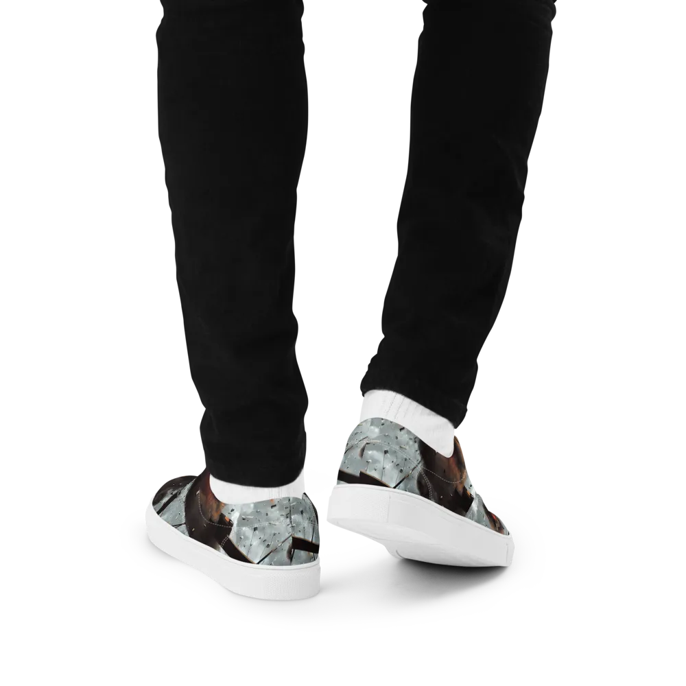 Celestial Collision on Men's Lace-Up Canvas Shoes — Back