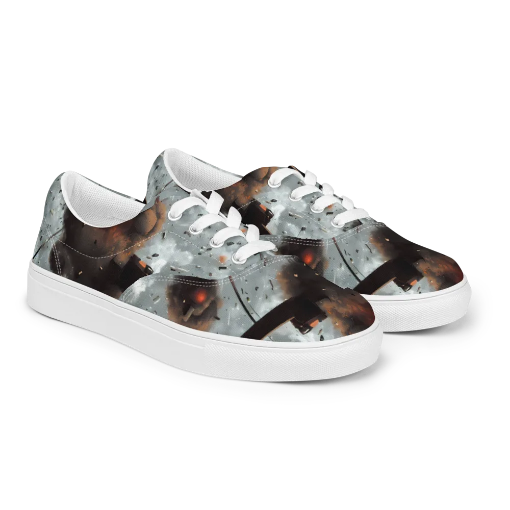Celestial Collision on Men's Lace-Up Canvas Shoes — Right Front