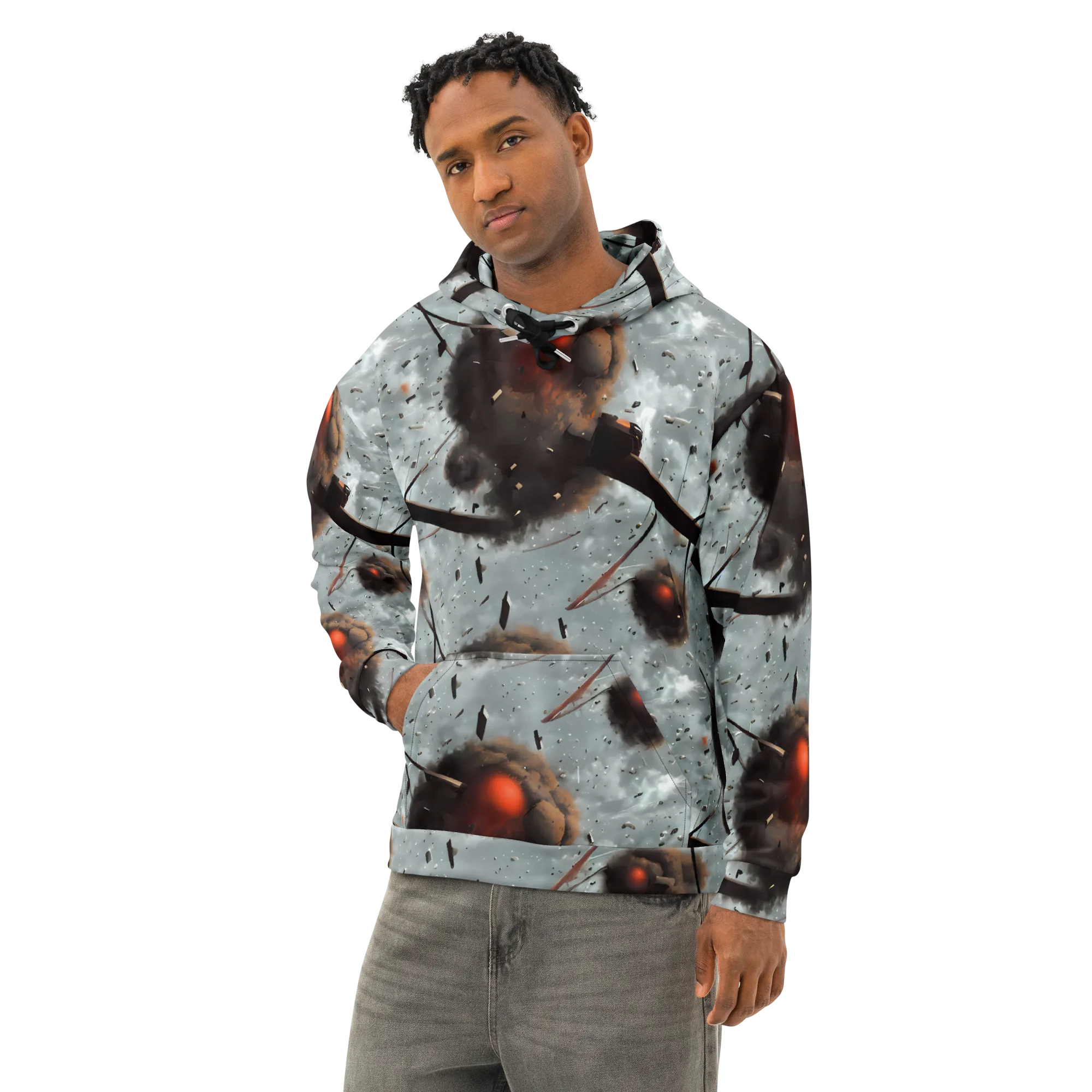 Celestial Collision on Cotton Hoodie — Left Front