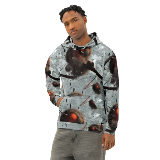 Celestial Collision on a Cotton Hoodie