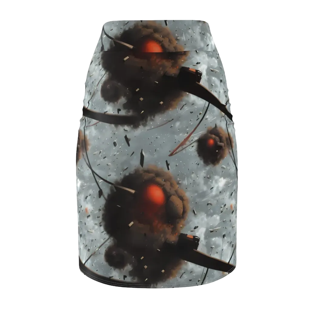 Celestial Collision on Pencil Skirt — Back
