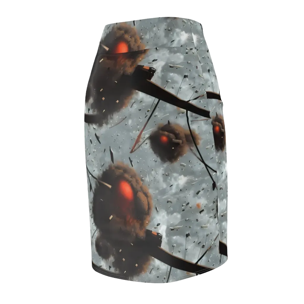 Celestial Collision on Pencil Skirt — Back Side