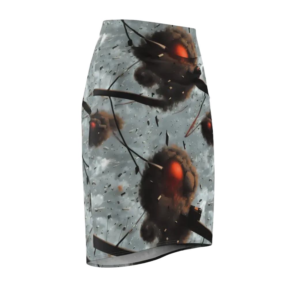 Celestial Collision on Pencil Skirt — Front Side