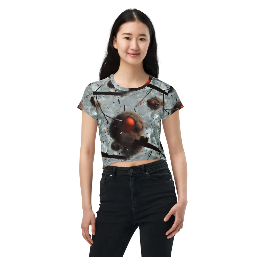 Celestial Collision on Crop Tee — Front
