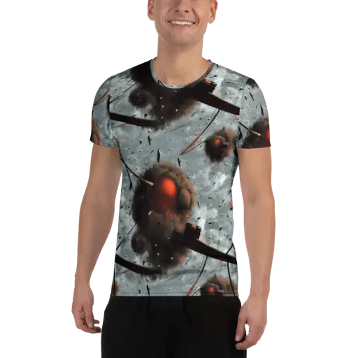 Celestial Collision on a Men's Athletic T-Shirt