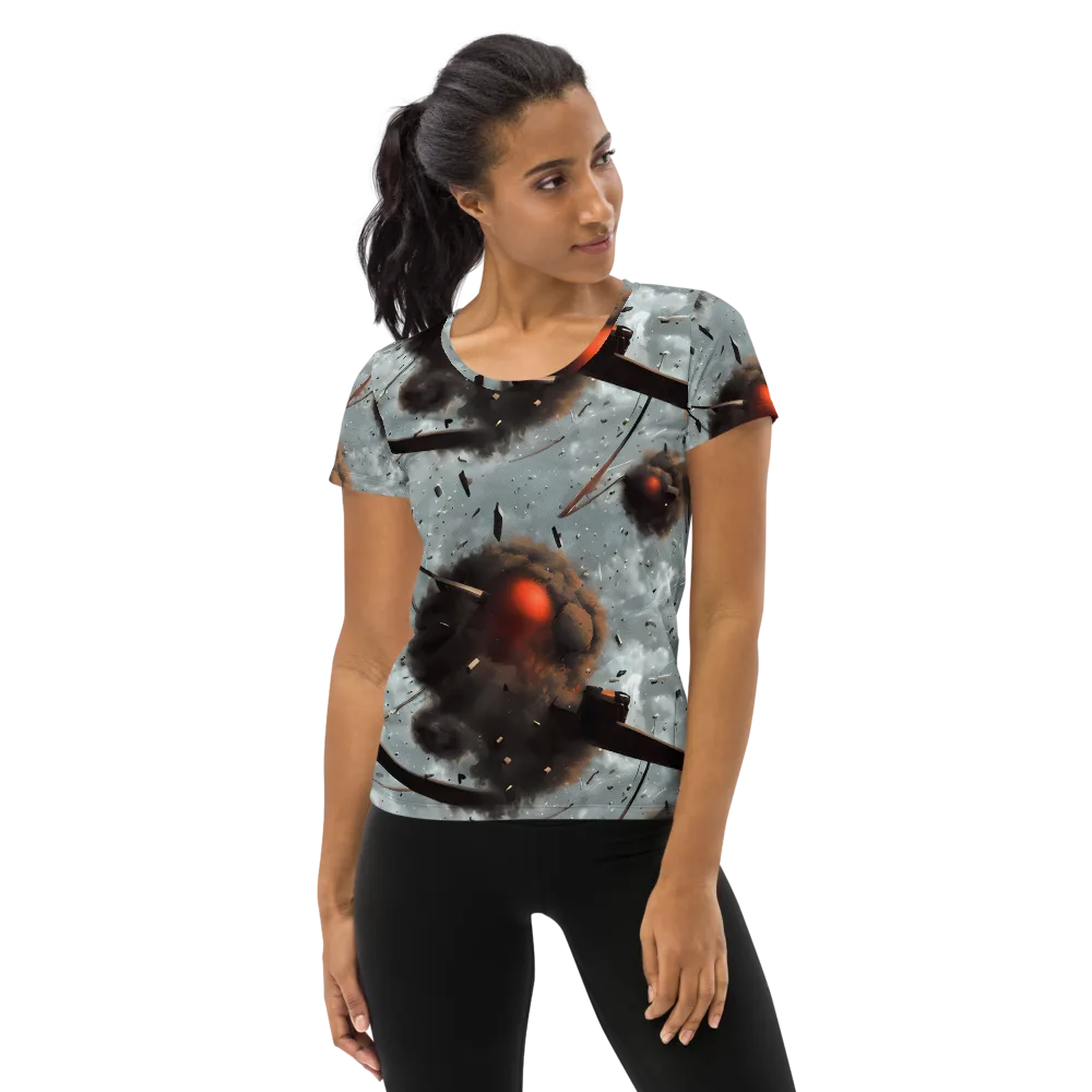 Celestial Collision on Women's Athletic T-Shirt — Front