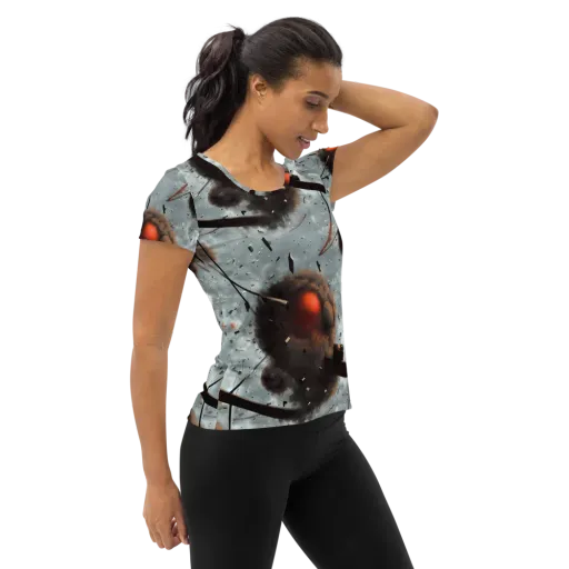 Celestial Collision on a Women's Athletic T-Shirt