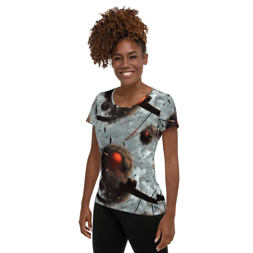 Celestial Collision on Women's Athletic T-Shirt — Left