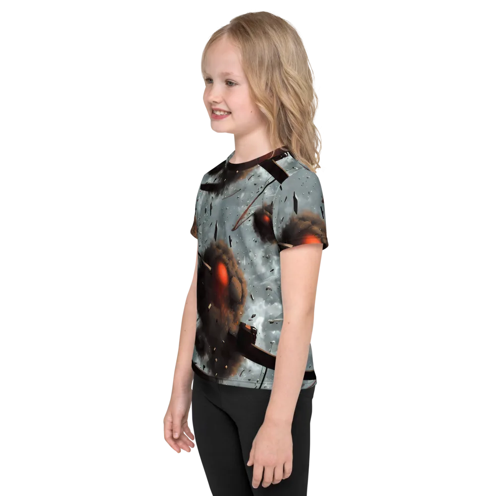 Celestial Collision on Kids Crew Neck T-Shirt — Left