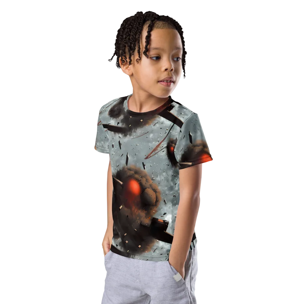 Celestial Collision on Kids Crew Neck T-Shirt — Left Front