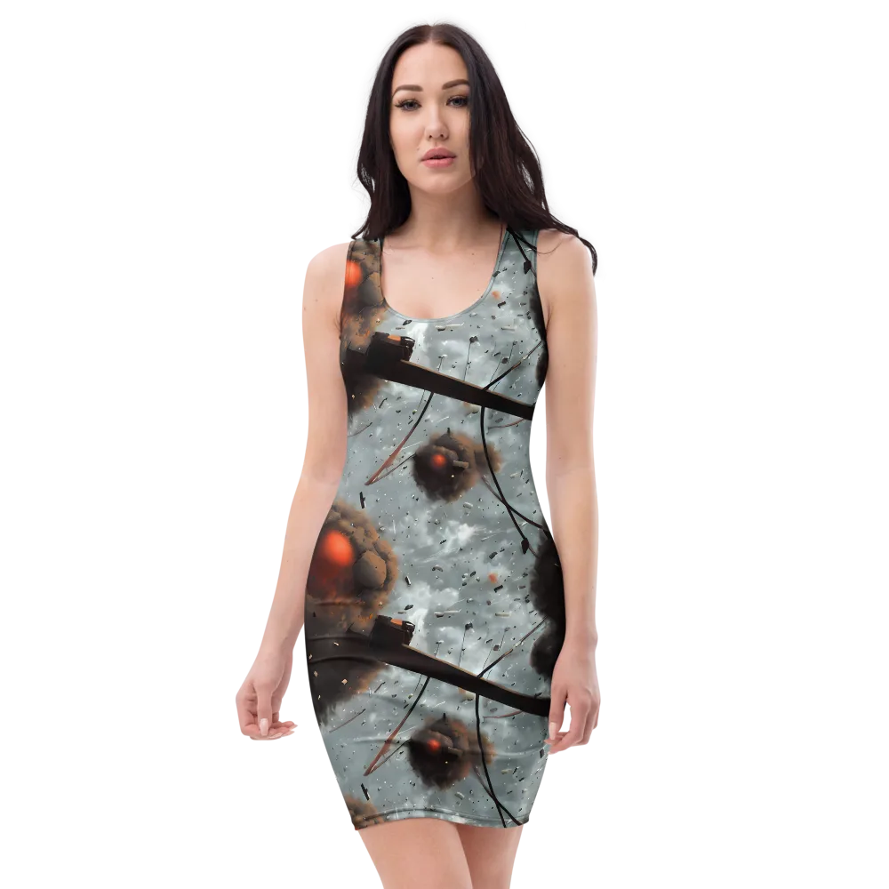 Celestial Collision on Bodycon Dress — Front