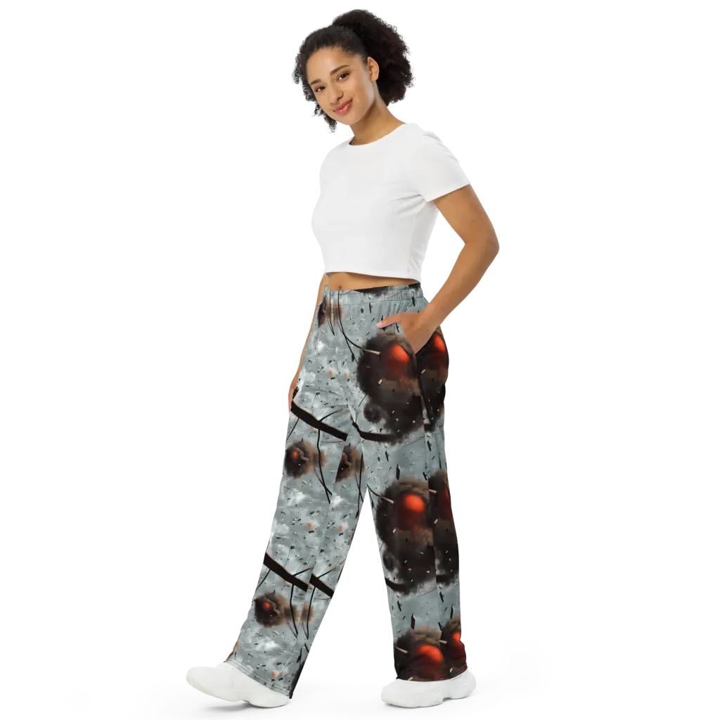 Celestial Collision on Wide-Leg Pants — Left Front