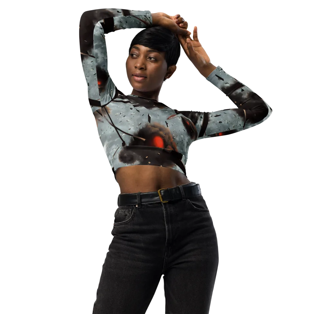 Celestial Collision on Long Sleeve Crop Top — Front