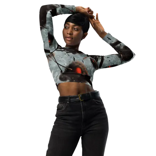 Celestial Collision on a Long Sleeve Crop Top