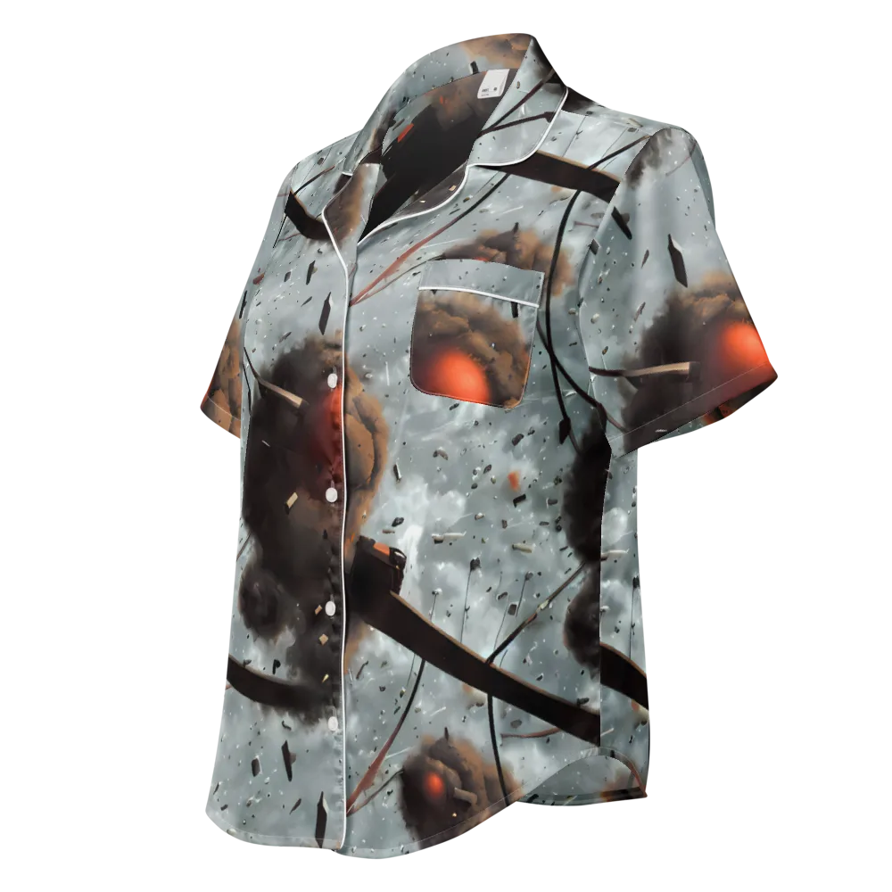 Celestial Collision on Women's Short Sleeve Pajama Top — Left Front