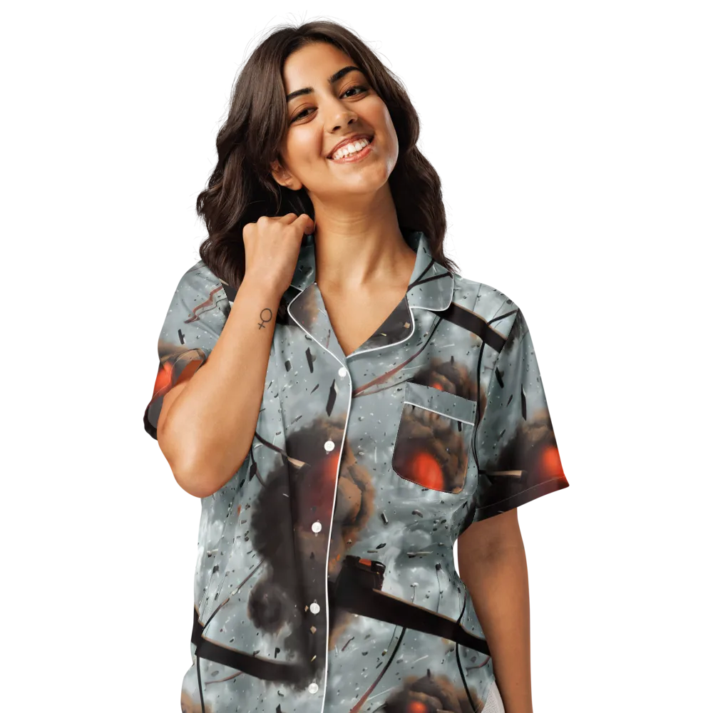 Celestial Collision on Women's Short Sleeve Pajama Top — Front