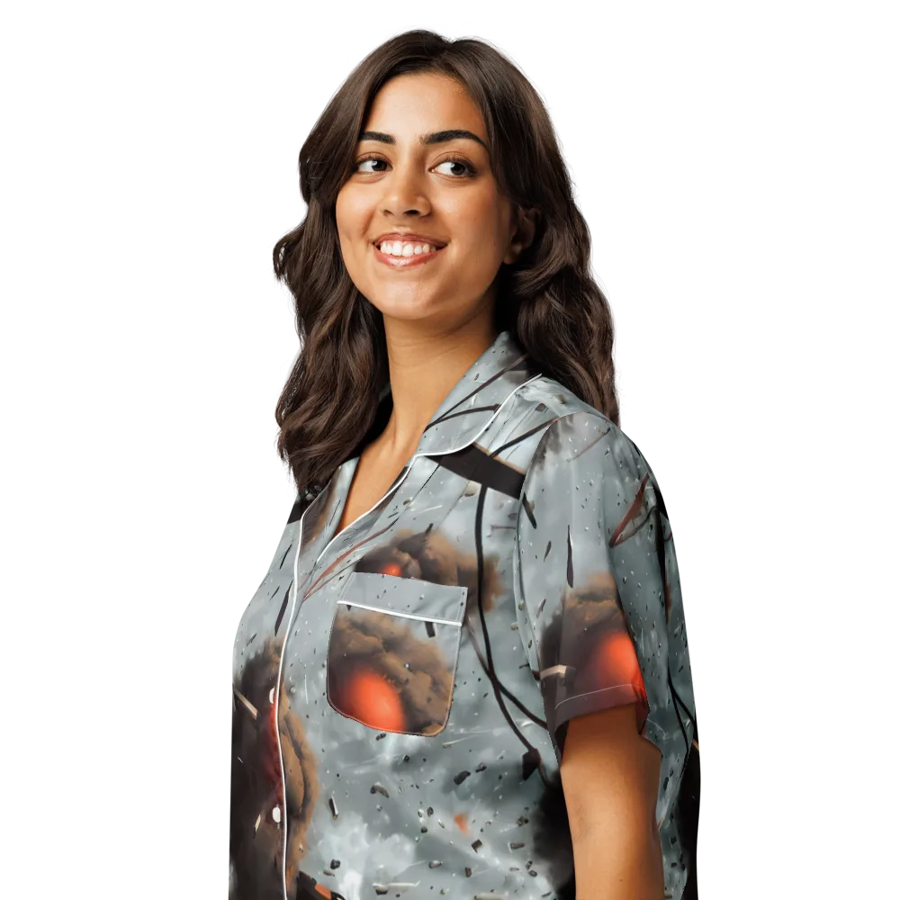 Celestial Collision on Women's Short Sleeve Pajama Top — Left Front