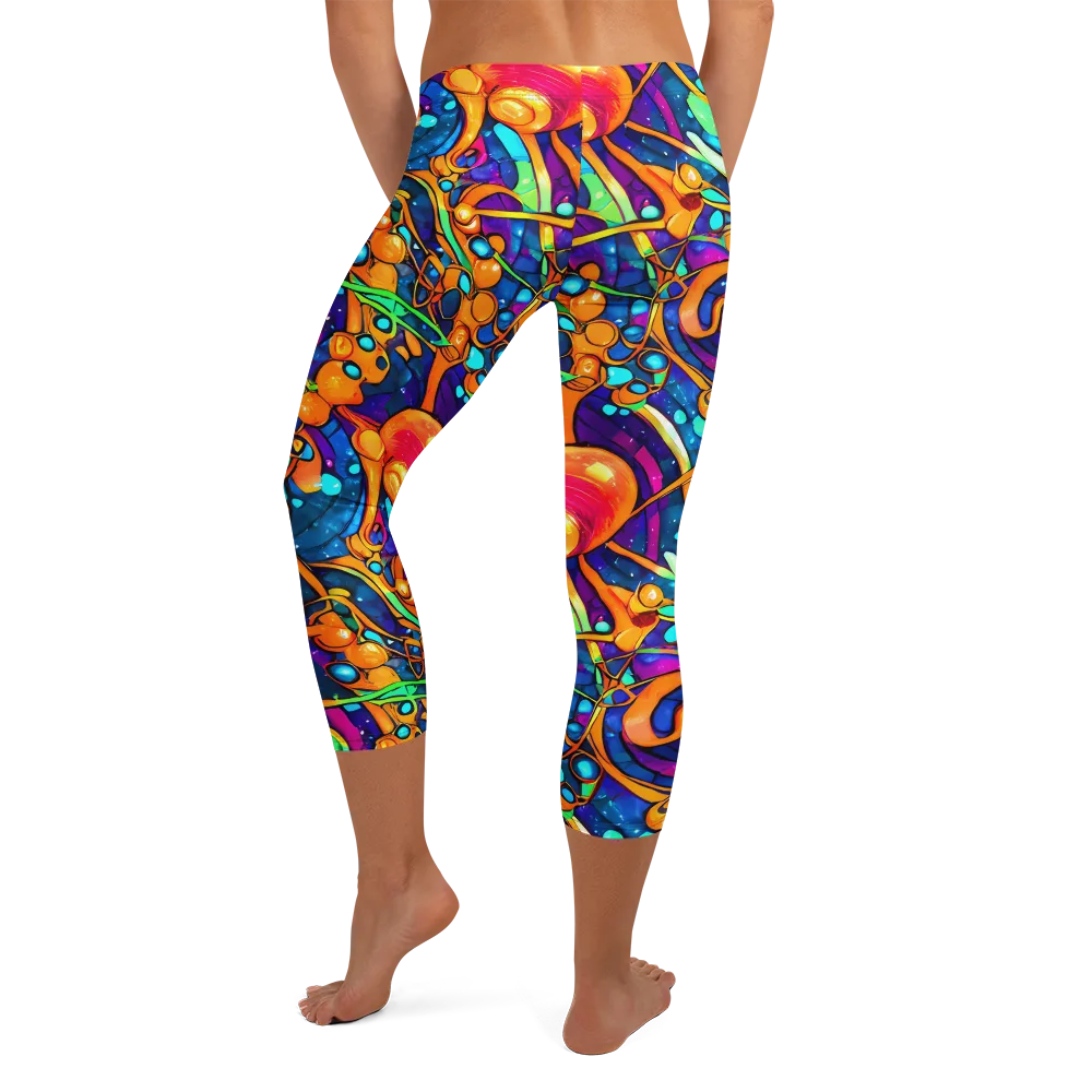 Iridescent Nebula on Capri Leggings — Back