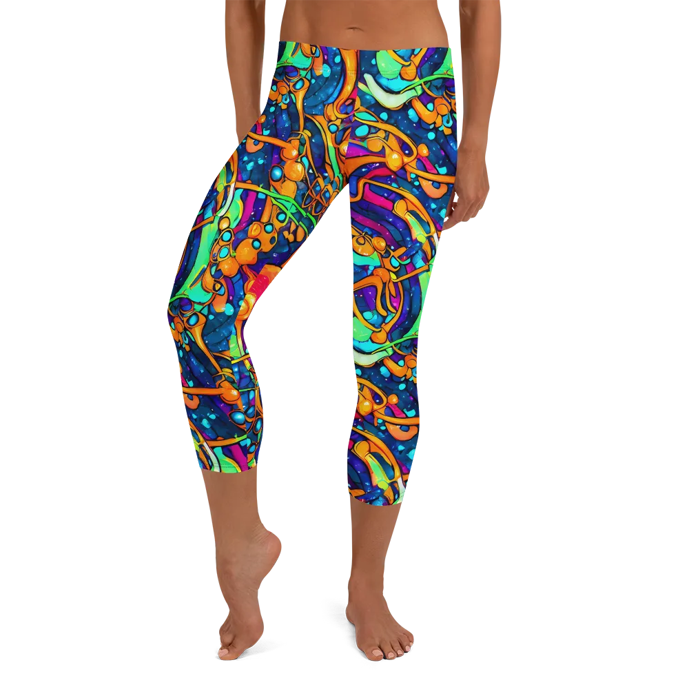 Iridescent Nebula on Capri Leggings — Front