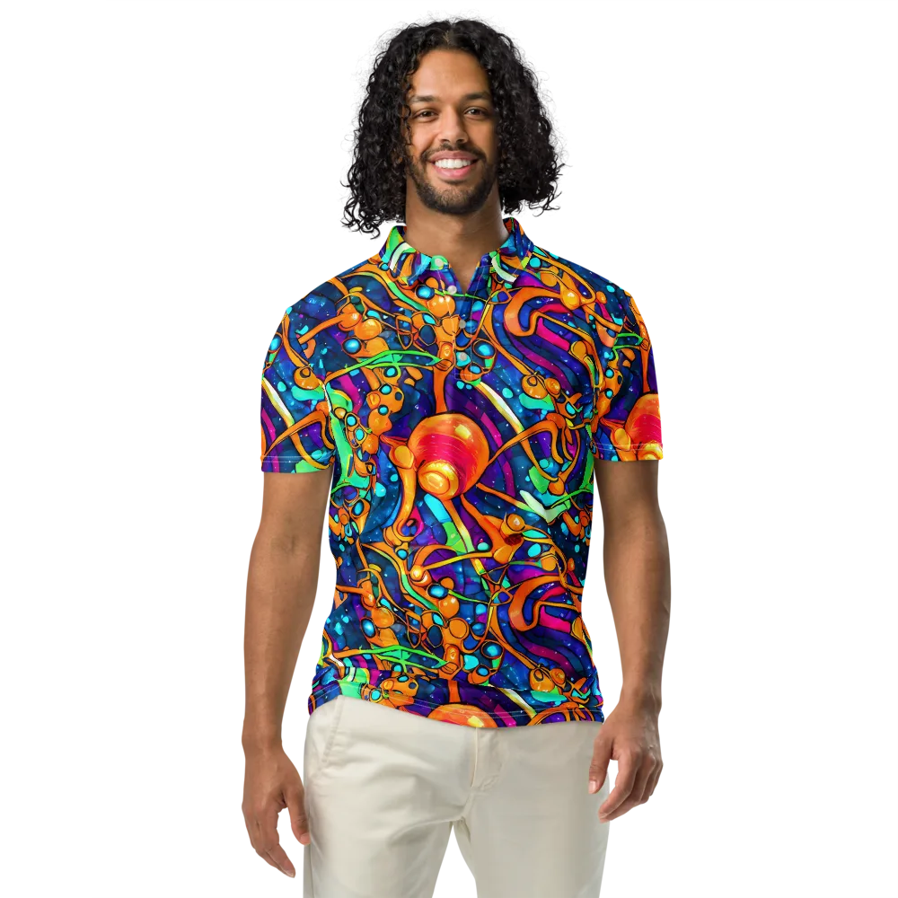 Iridescent Nebula on Men's Slim Fit Polo Shirt — Front