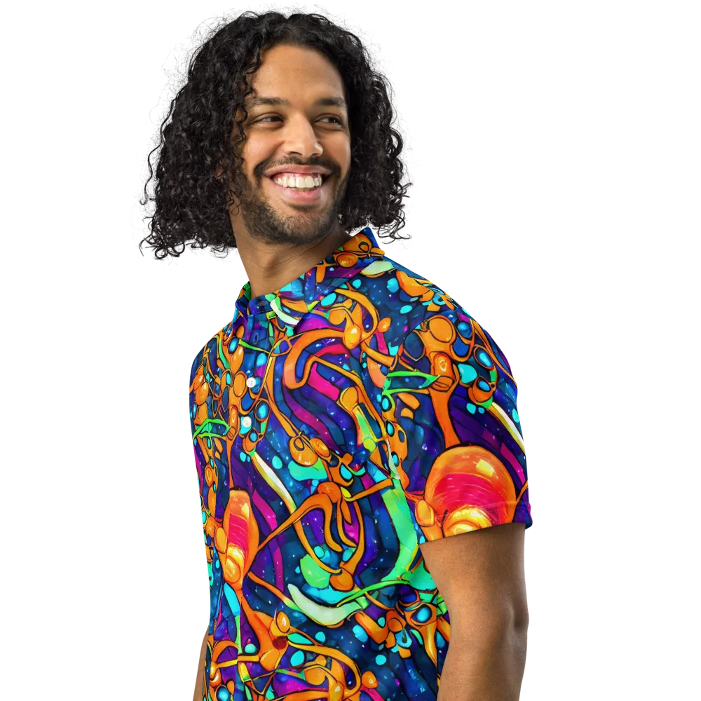 Iridescent Nebula on Men's Slim Fit Polo Shirt — Left Front