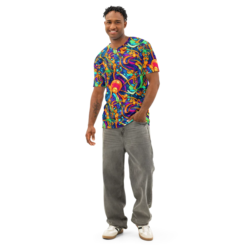 Iridescent Nebula on Men's Cotton Crew Neck T-Shirt — Front