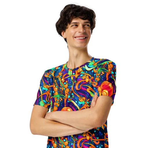 Iridescent Nebula on a Men's Crew Neck T-Shirt