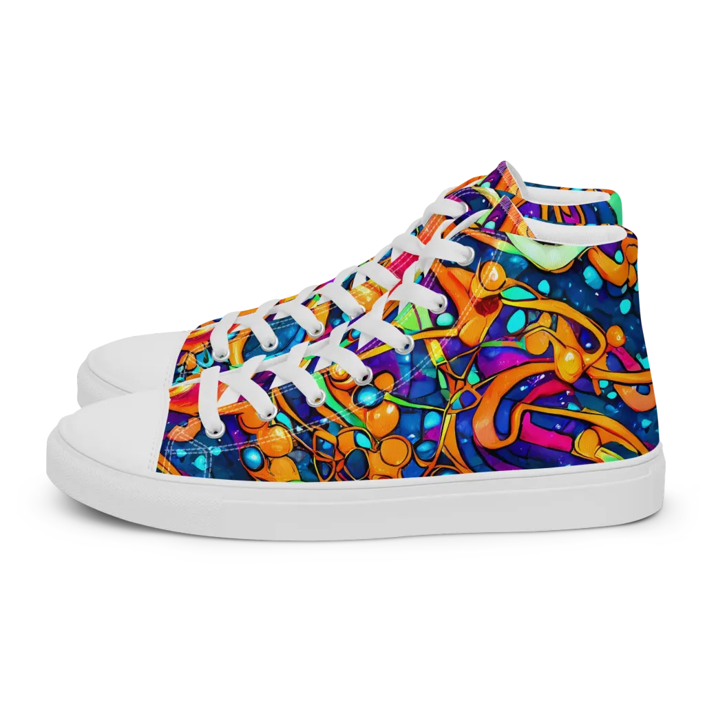 Iridescent Nebula on Men's High Top Canvas Shoes — Left