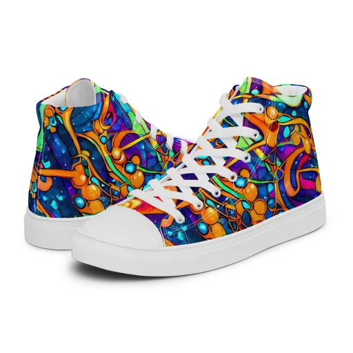 Iridescent Nebula on a Men's High Top Canvas Shoes