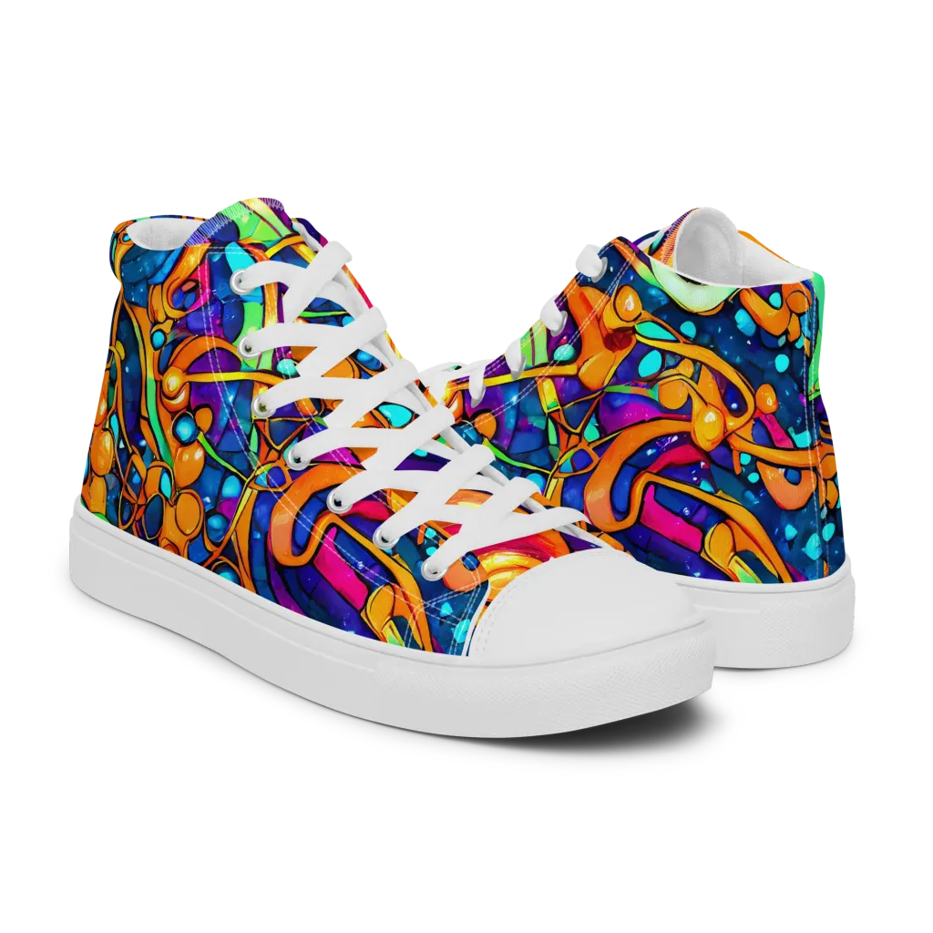Iridescent Nebula on Men's High Top Canvas Shoes — Right
