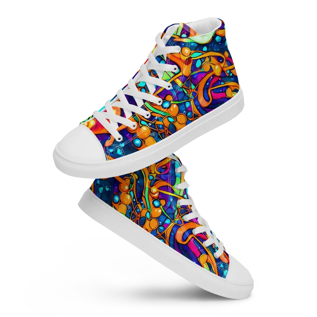 Iridescent Nebula on Men's High Top Canvas Shoes — Front