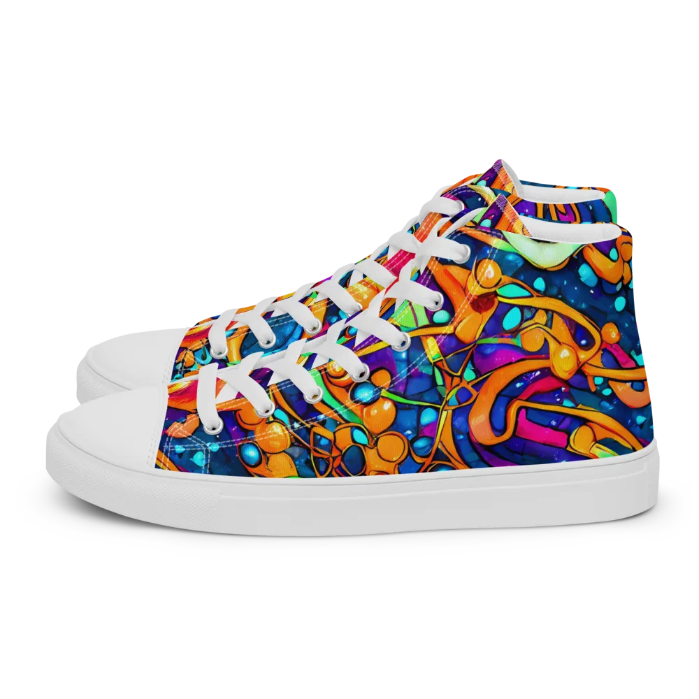 Iridescent Nebula on Women's High Top Canvas Shoes — Left