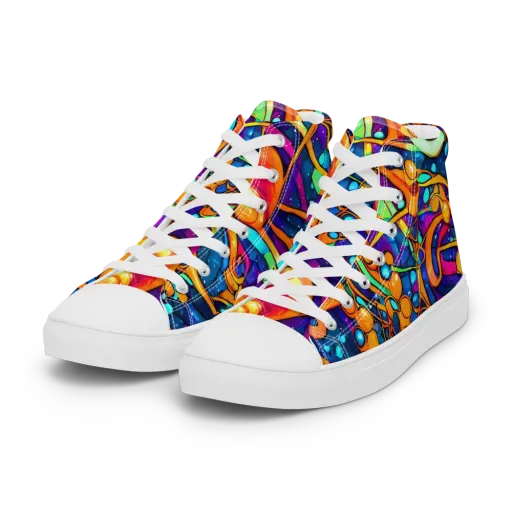 Iridescent Nebula on a Women's High Top Canvas Shoes